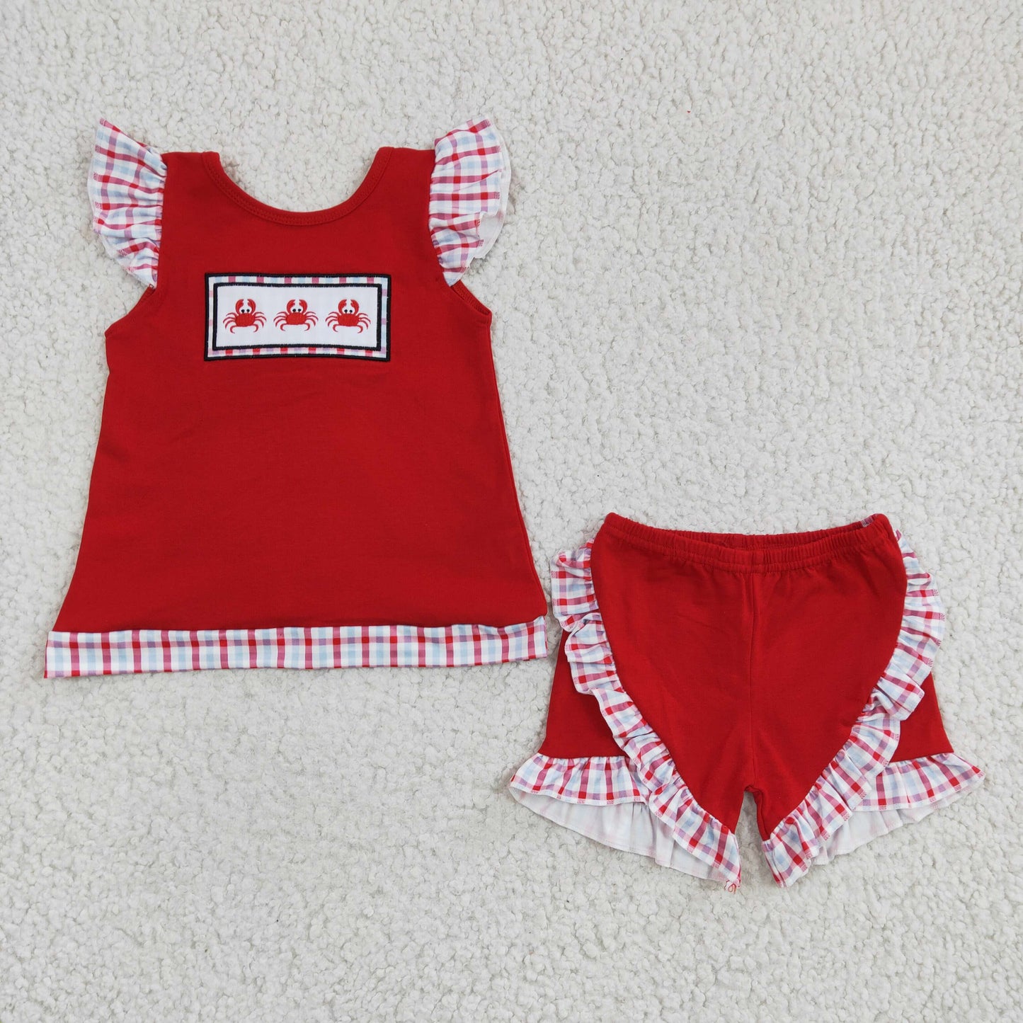 baby girls red crab summer short set ,  GSSO0142