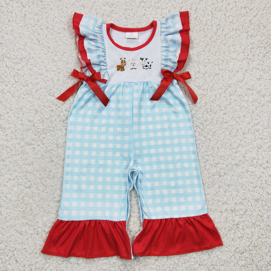 girls farm cow print romper, SR0179