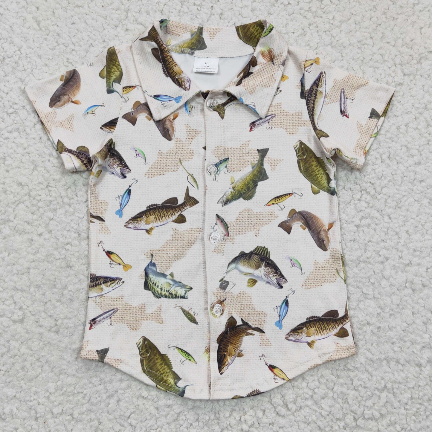 Boy  short sleeve fishing button up shirt, ,BT0179