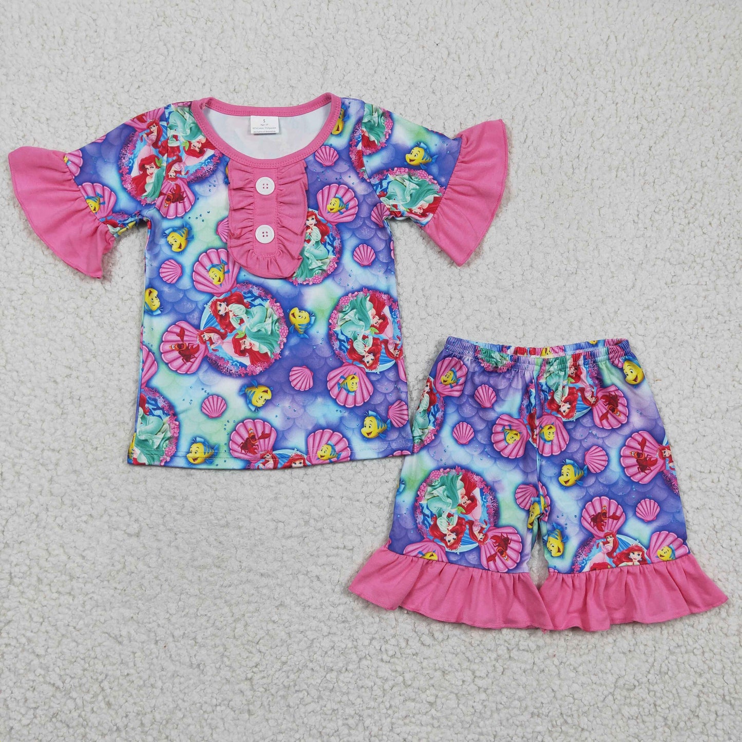 baby girls short sleeve cartoon outfit,  GSSO0152