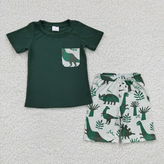 kids online wholesale boutique clothes boy dinosaur short sleeve outfit