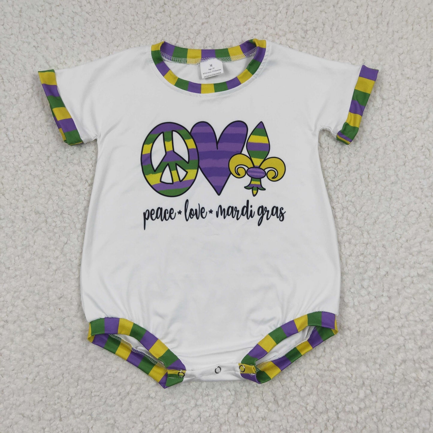 baby girls Mardi Gras short sleeve romper