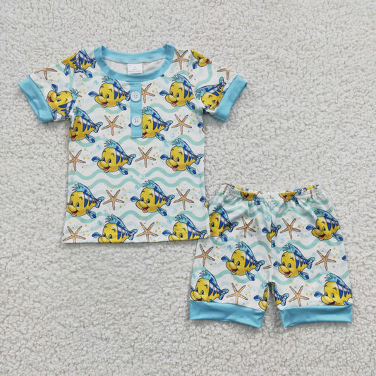 Baby boy short sleeve fish outfit