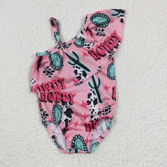 western cactus one piece bathing suit 6-12m to 7-8t only