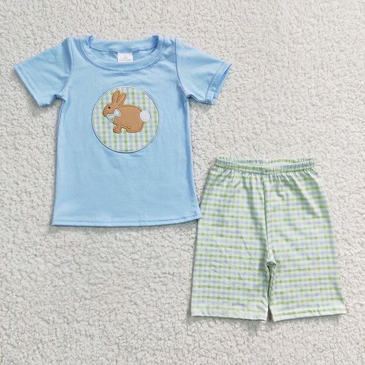 boy embroidery rabbit short set,  BSSO0130