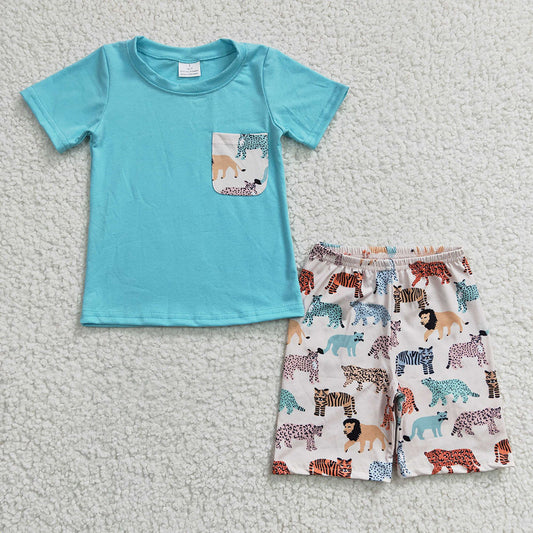 animal print boy wholesale summer short set