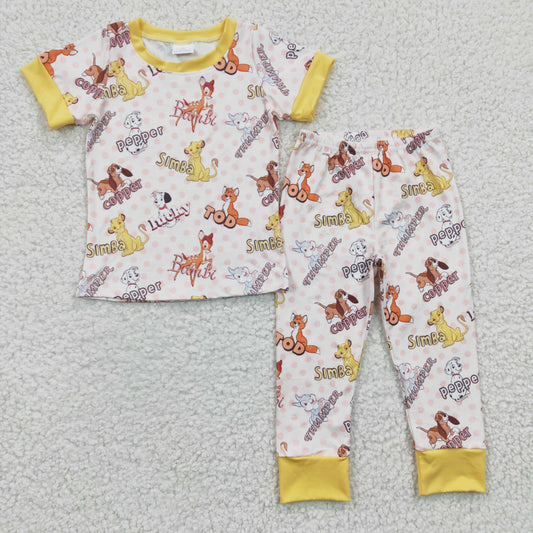 boy short sleeve cartoon pajama set.  BSPO0078