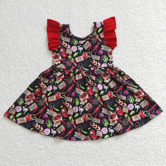 girls short sleeve crawfish  summer  dress, GSD0245