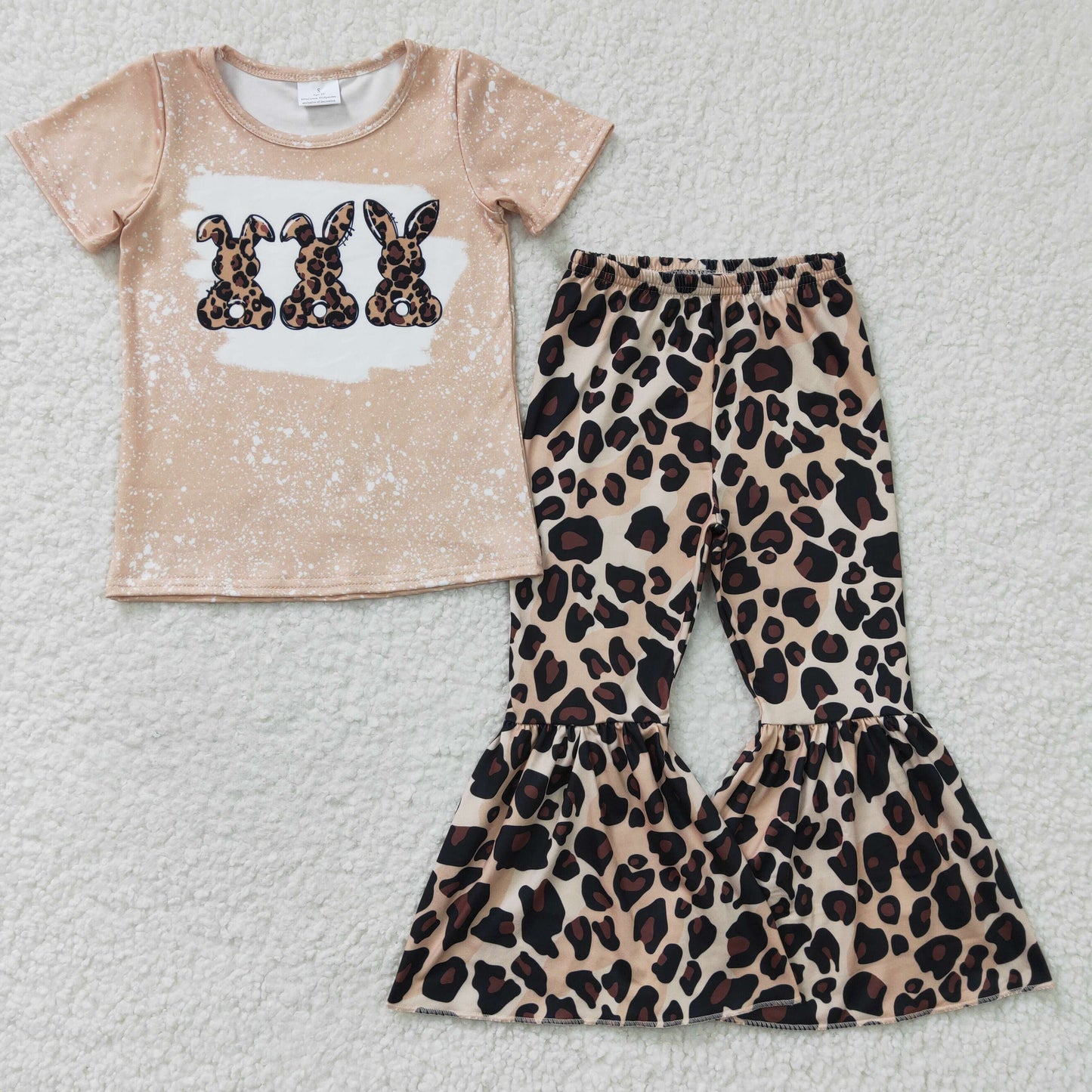 girls leopard rabbit top matching pants outfit