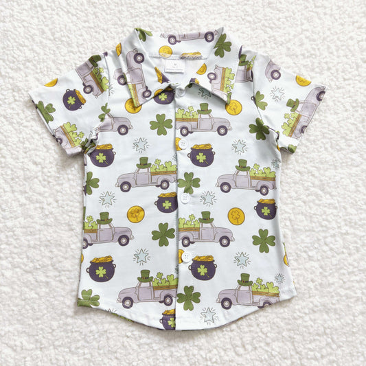 baby boy short sleeve st day button up shirt, BT0181
