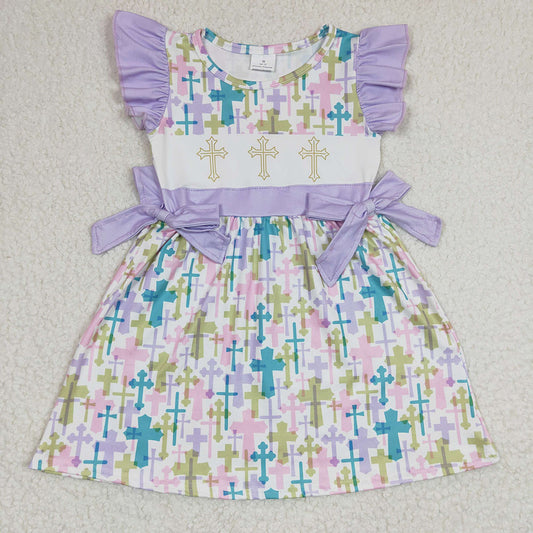 girls cross print Easter dress, GSD0190