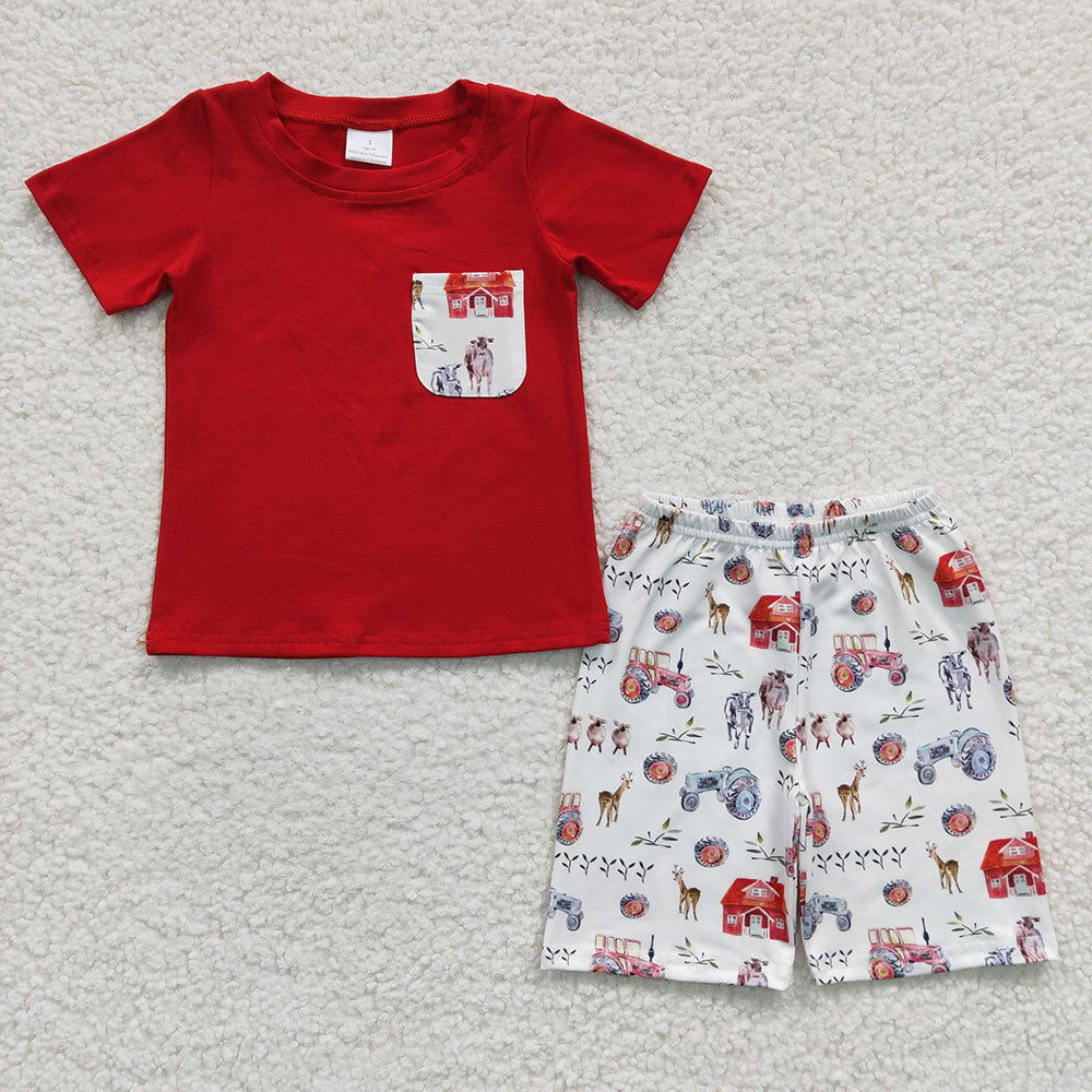 farm design boy short sleeve outfit