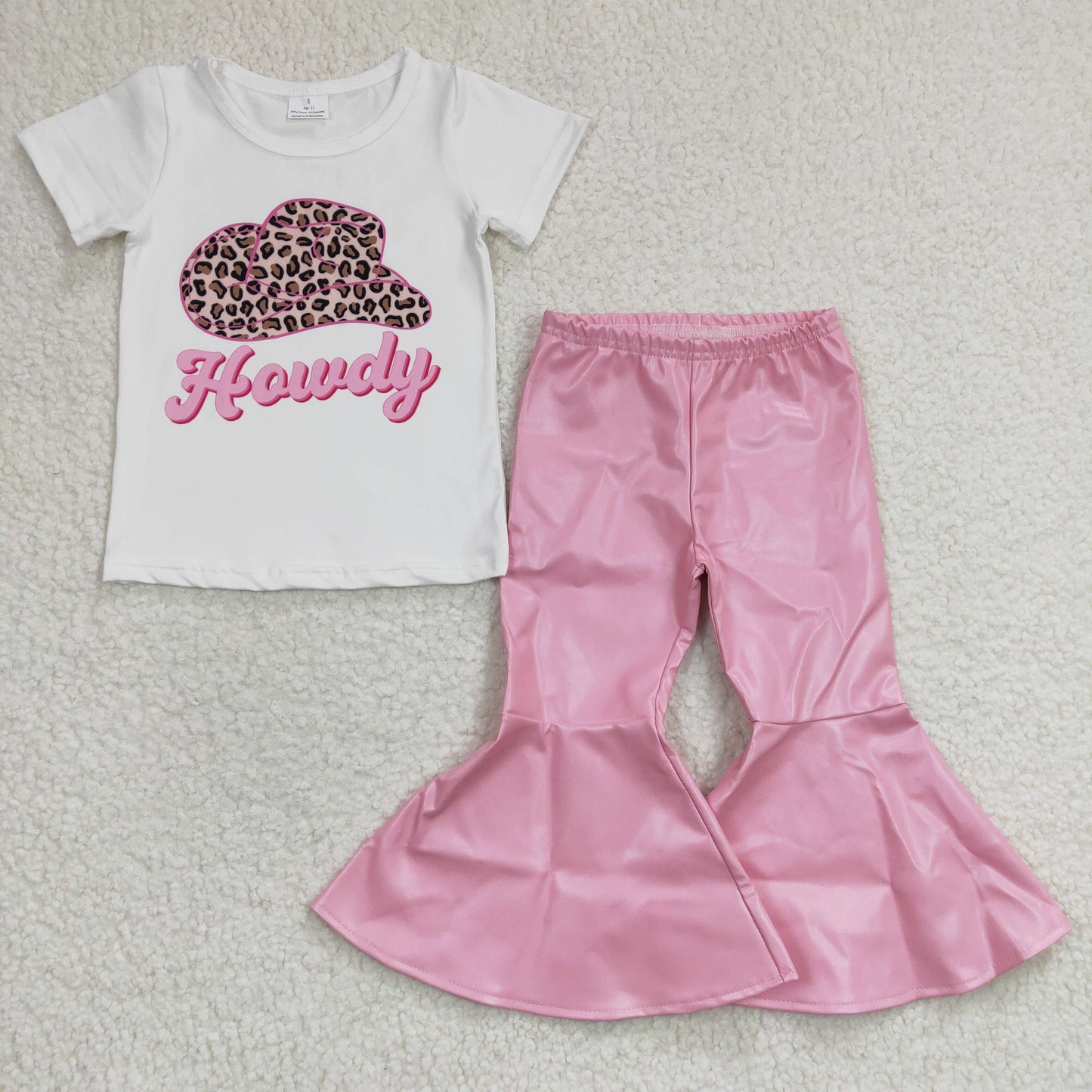 baby girls howdy top  pink pu leather pants outfit