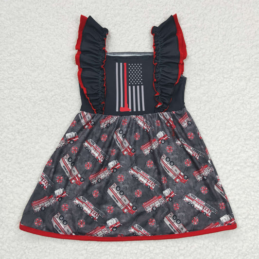 Baby girls short sleeve firetruck dress