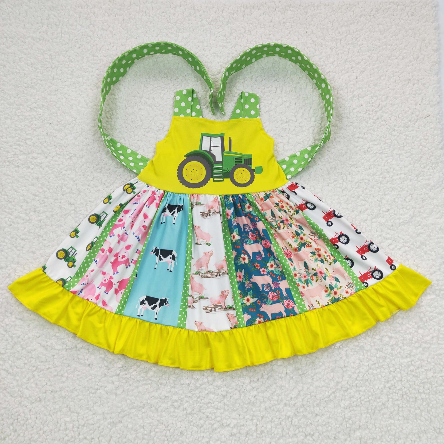 Baby girls farm tractor twirl dress