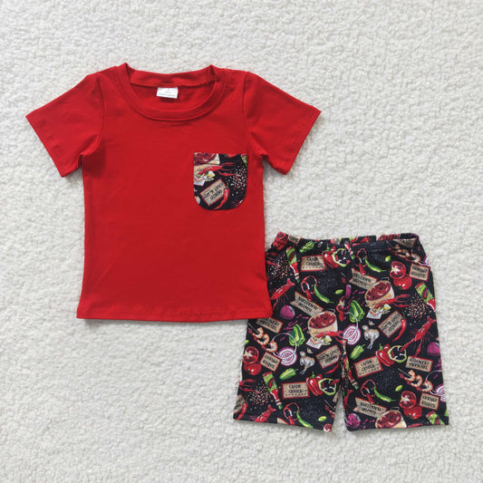 baby boy crawfish summer short outfit, BSSO0165