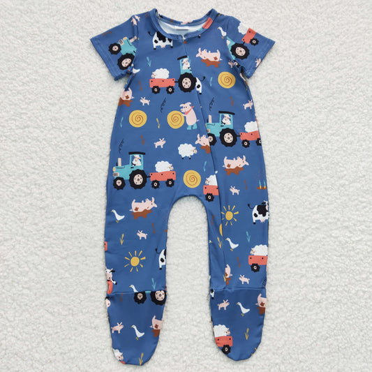 Boy farm footie romper, SR0195