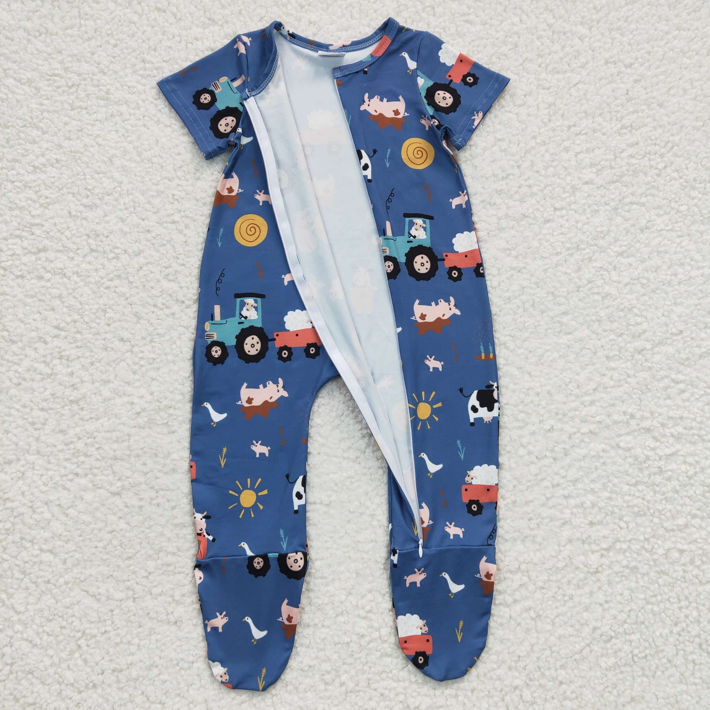 Boy farm footie romper, SR0195