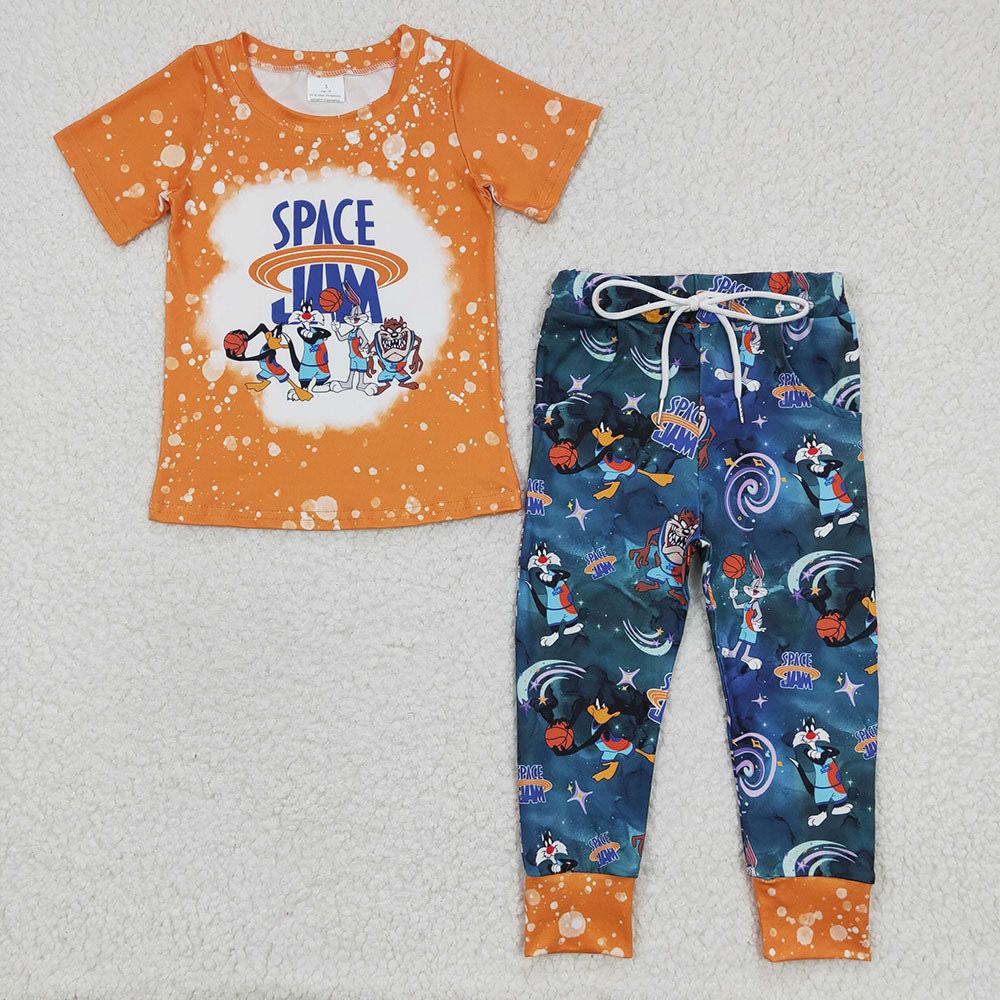 toddle baby boy short sleeve cartoon jogger set outfit,. BSPO0091