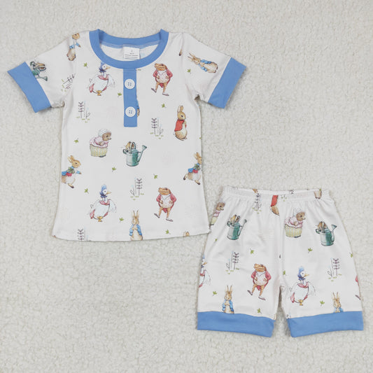 boy Easter short sleeve bunny pajama set ,BSSO0123