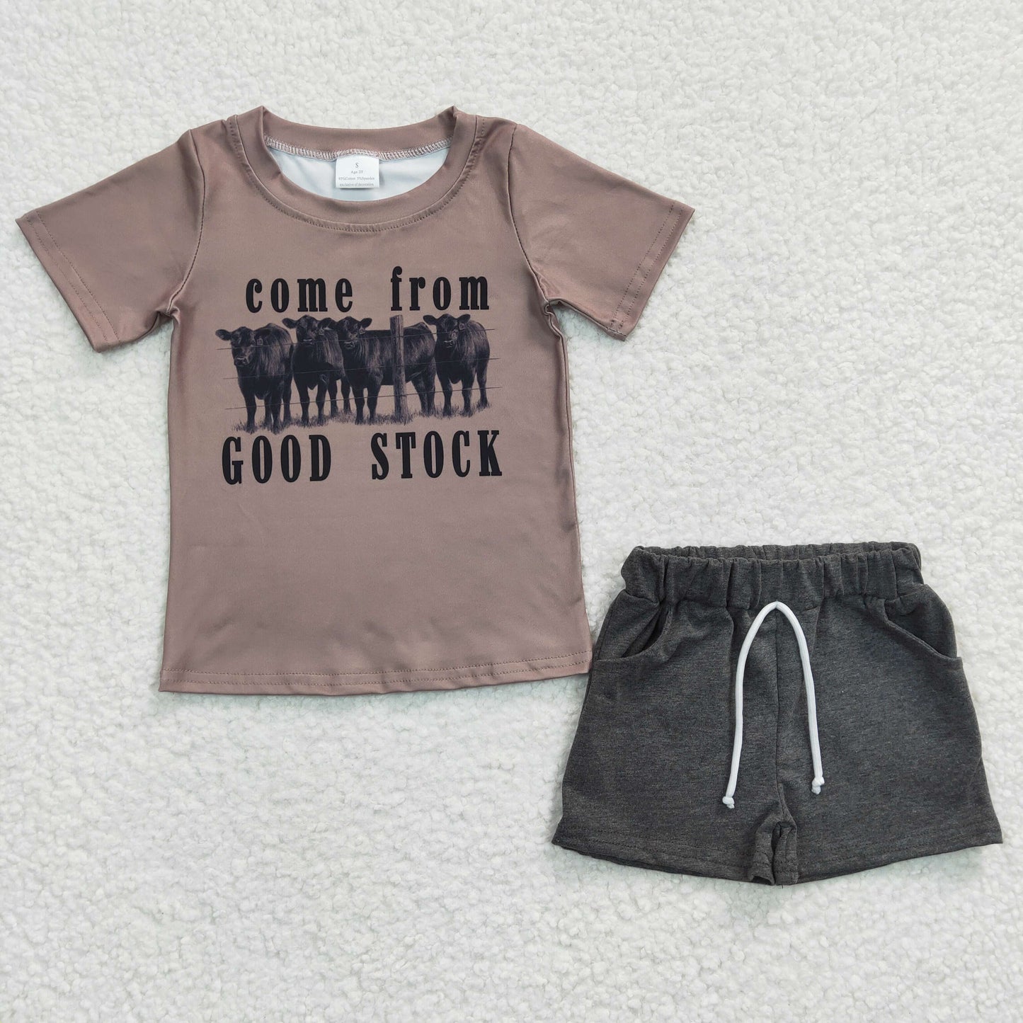 boy cow print 2pcs summer short outfit, BSSO0193