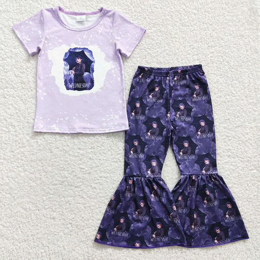 toddle girls kids baby summer bell pants movie outfit purple outfit GSPO0448