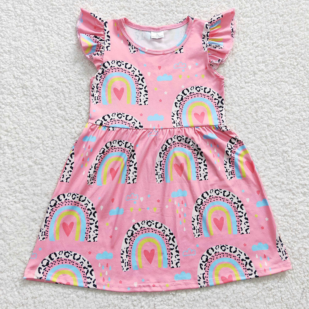 toddle girls short sleeve rainbow design dress, GSD0248