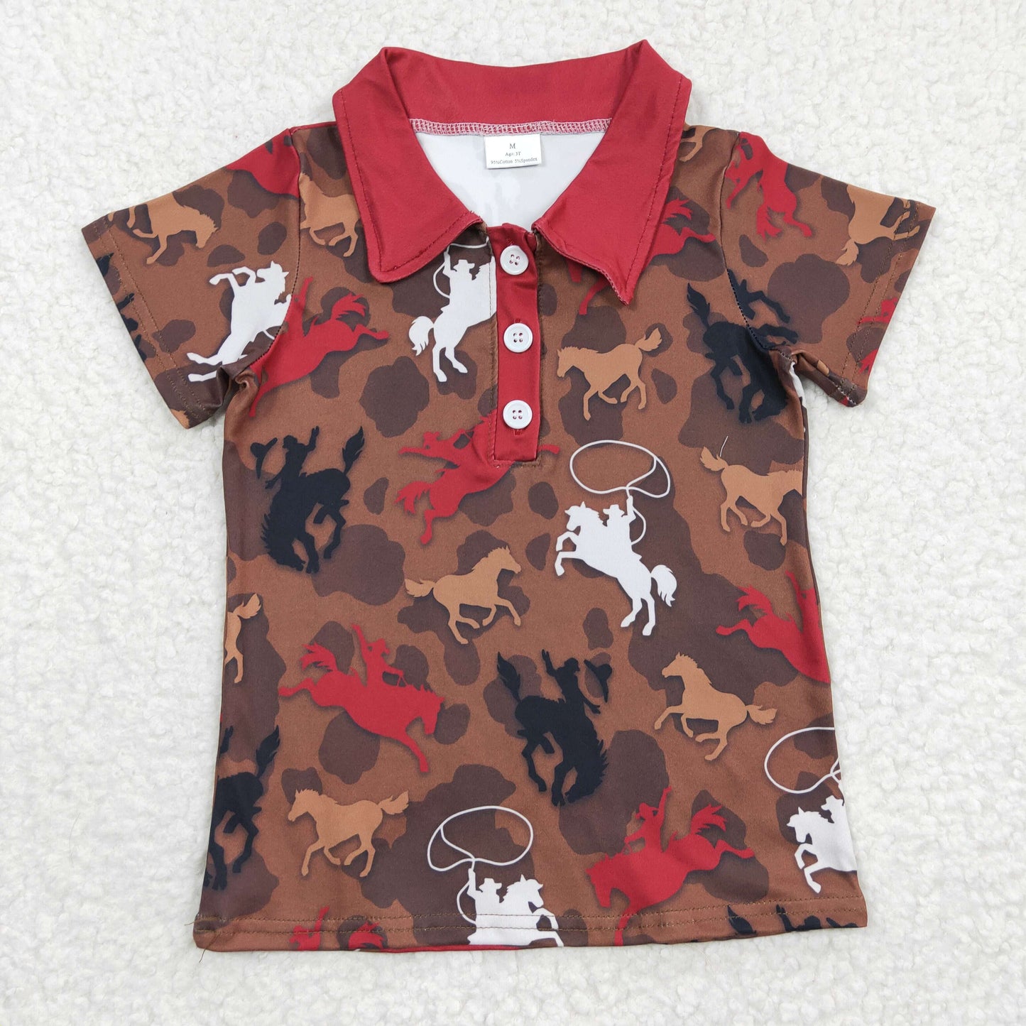 Western boy brown short sleeve po shirt, BT0162