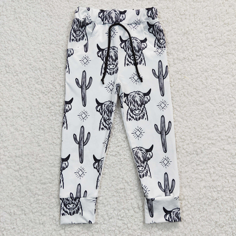 highland cow cactus western pants P0089