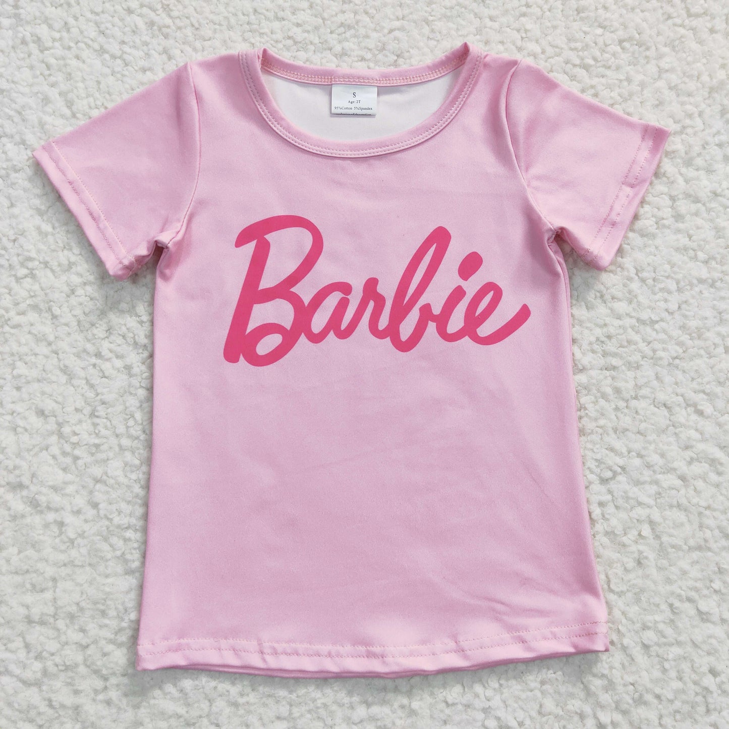 girls short sleeve pink doll top, GT0151