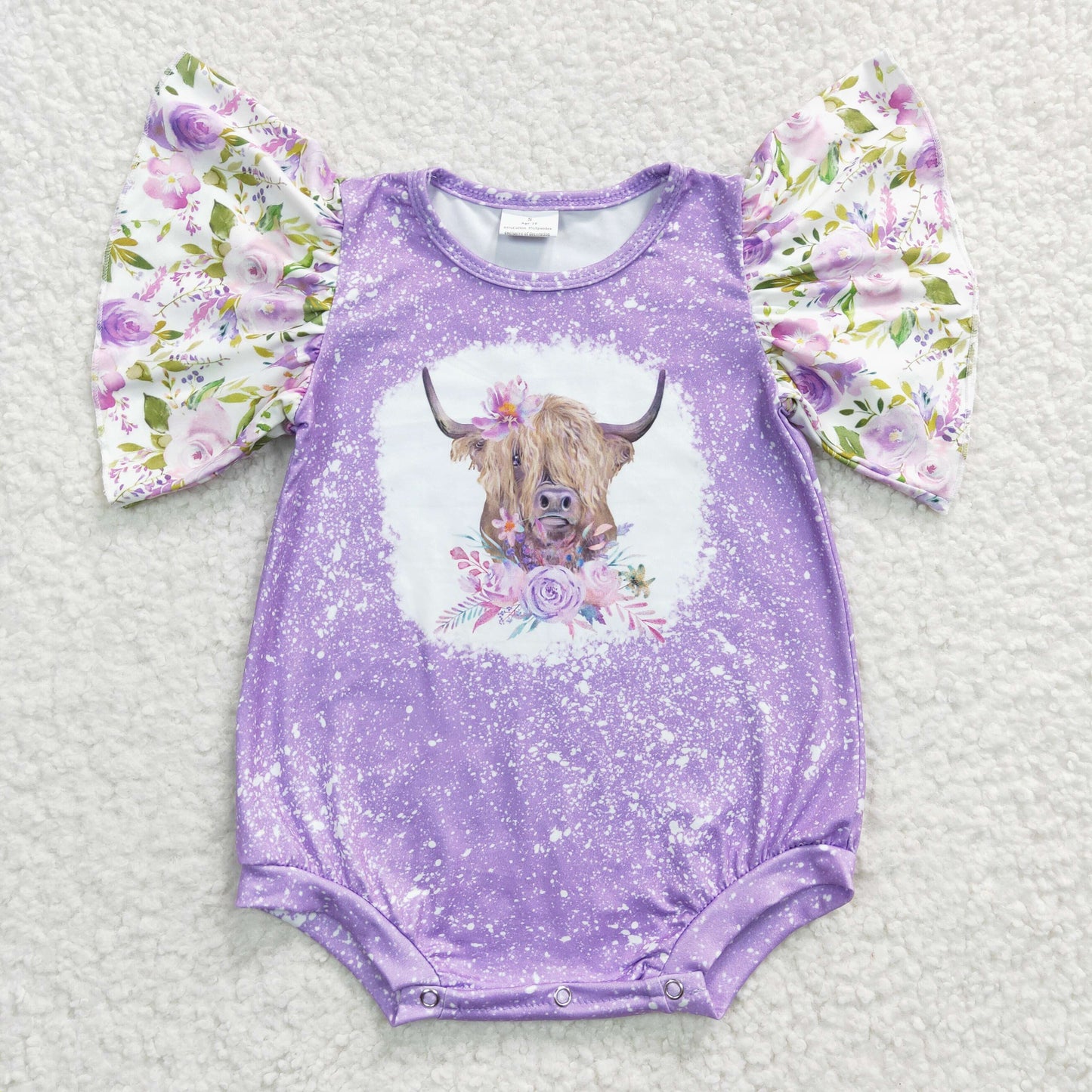 highland cow floral print romper