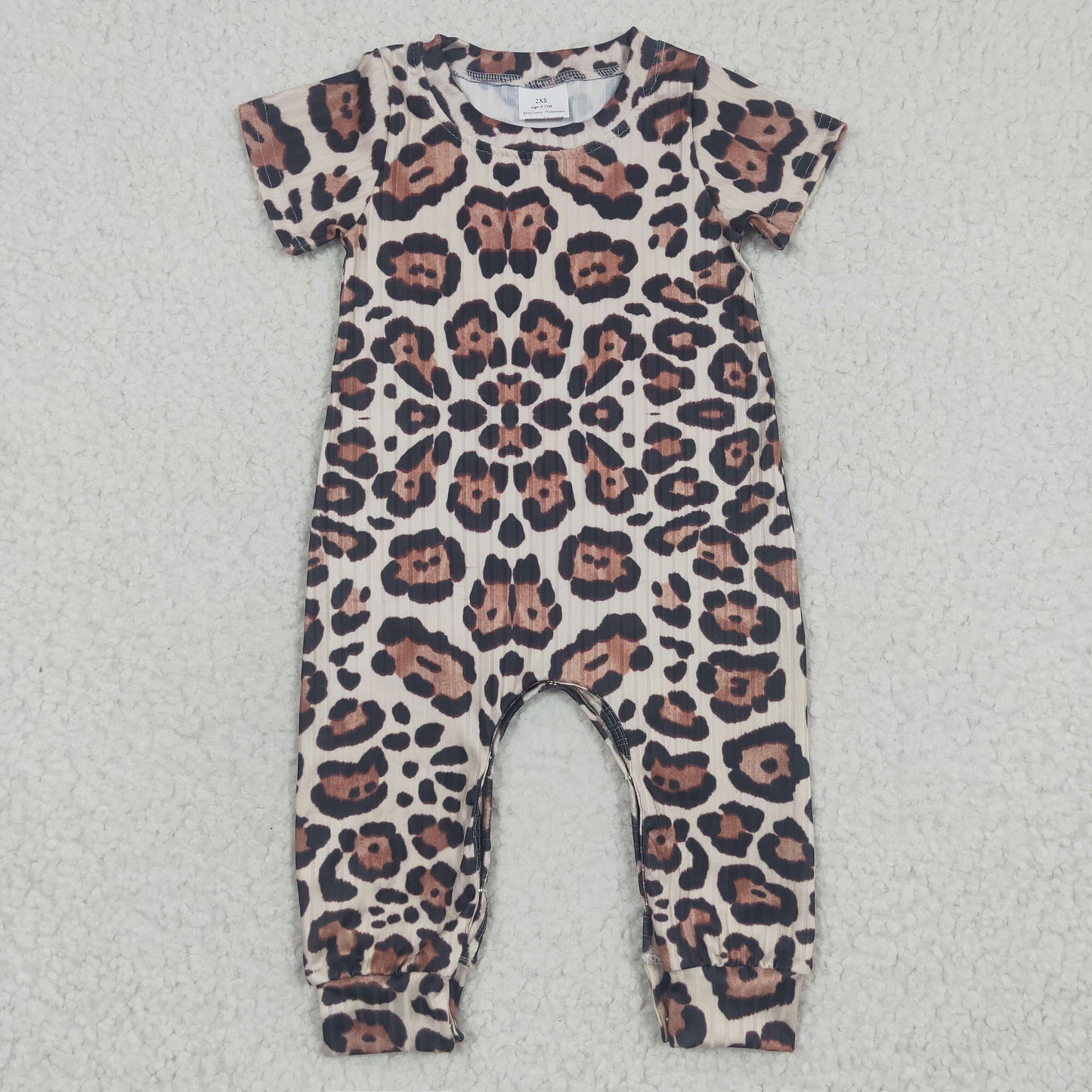 cheetah leopard short sleeve ribbed romper