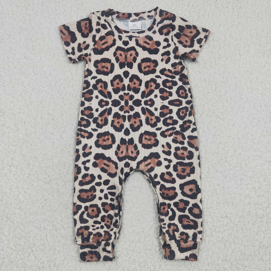 cheetah leopard short sleeve ribbed romper