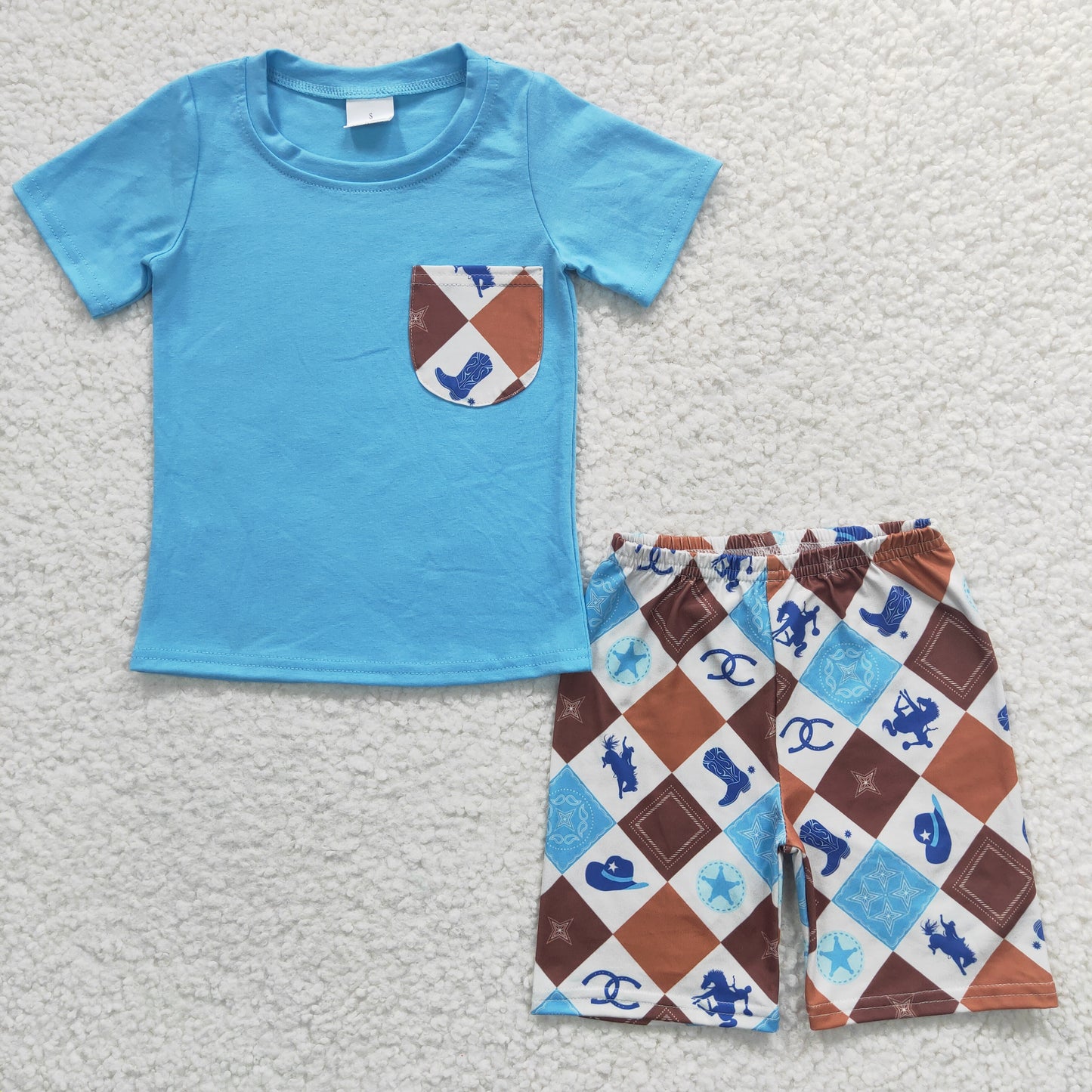 baby boy brown top cow shorts summer short outfit