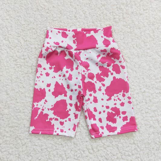 toddle girls pink cow print summer shorts, SS0029