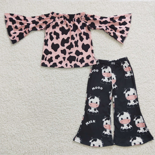 Baby girls long sleeve farm cow outfit