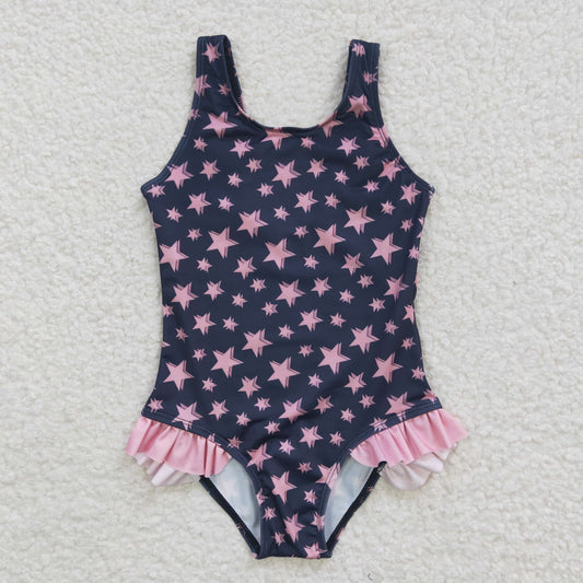 girls star print bathing suit,  S0048