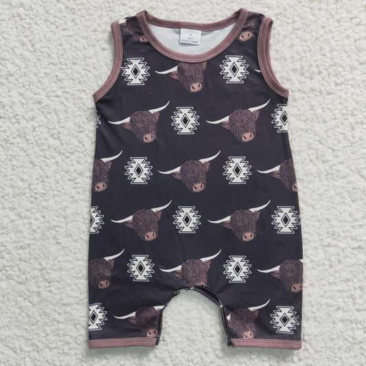 boy highland cow romper