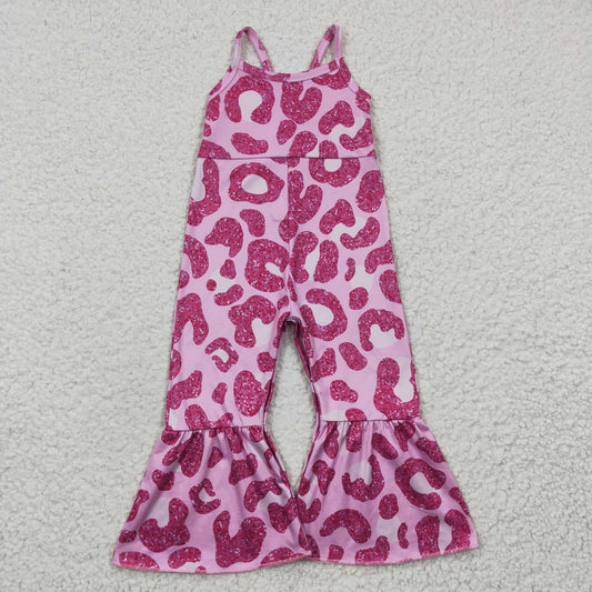 kids  hot pink cheetah  print one piece  jumpsuit SR0216