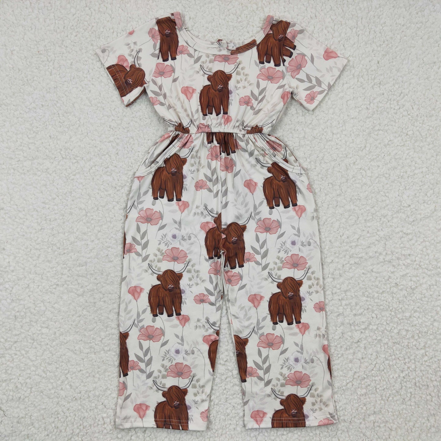 Floral highland cow summer jumpsuit, SR0227