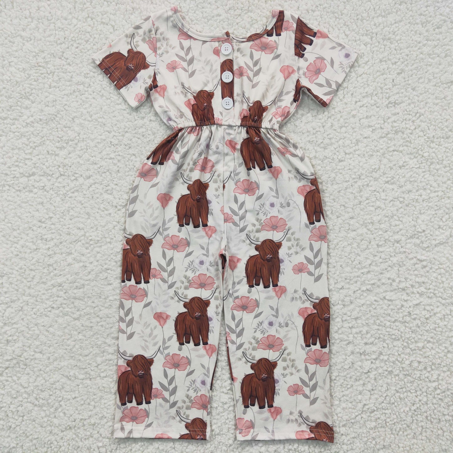 Floral highland cow summer jumpsuit, SR0227