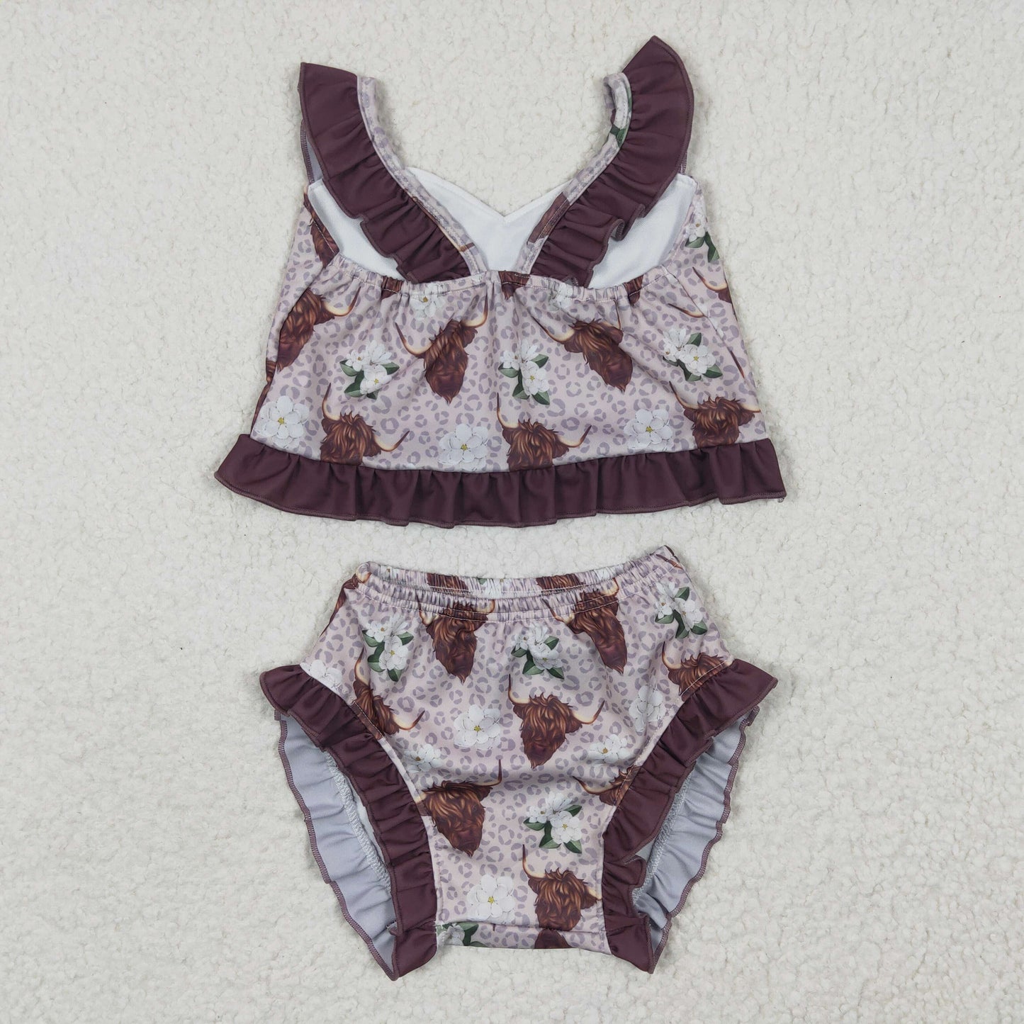 highland cow flower design swimming suit 6-12m to 7-8t only