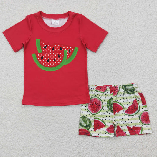 boy short sleeve watermelon summer short set,kids boutique set, BSSO0175