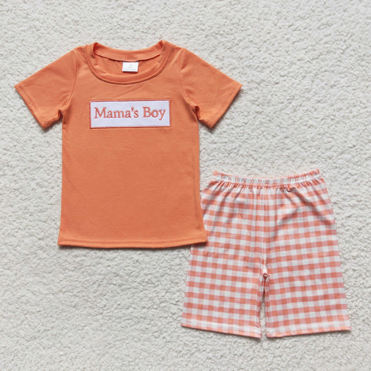 Embroidery design mama's boy summer short set