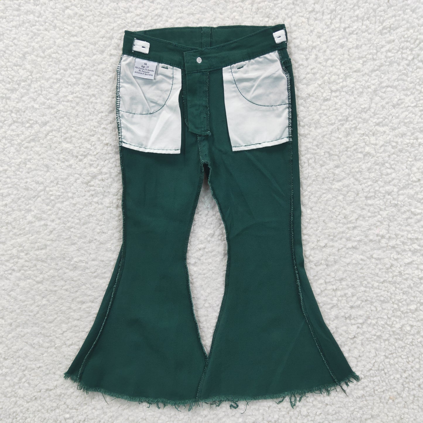 baby girls pocket green denim pants P0073