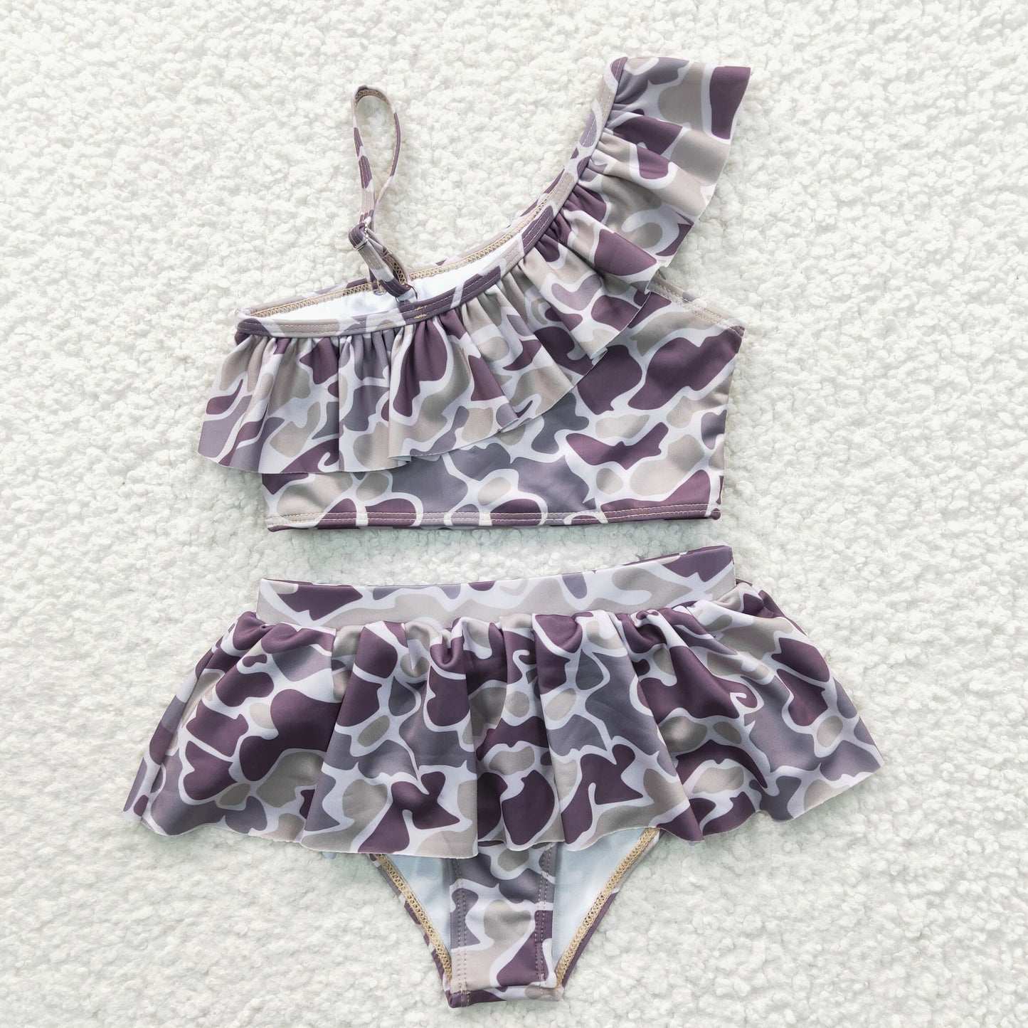 camo design 2pcs swimming suit wholesale girls swimwear