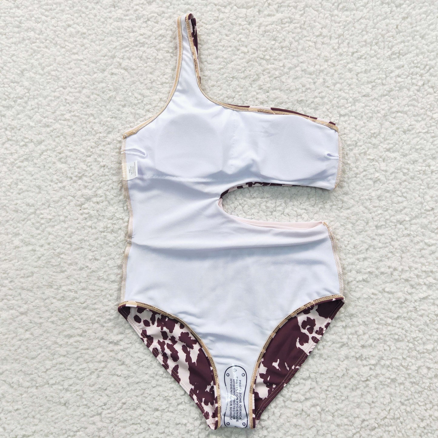 wholesale toddle girls brown cowhide one piece swimwear