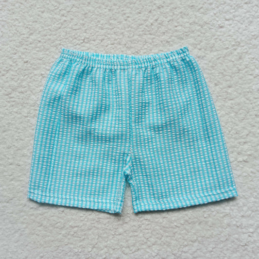 boy aqua plaid ruffle seersucker shorts