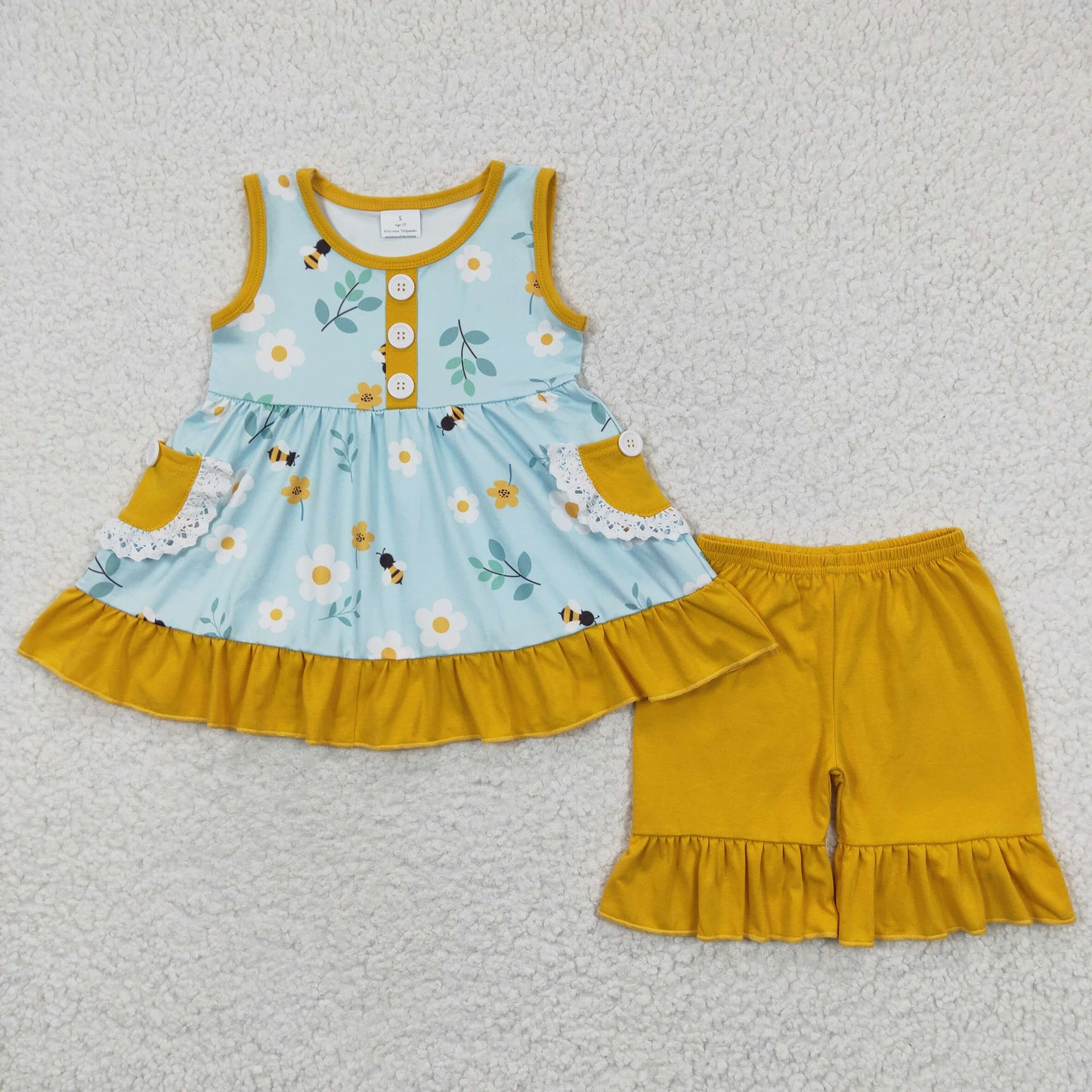 flowers bee summer outfit kids wholesale clothes