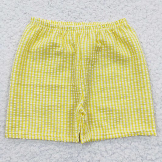boy yellow plaid ruffle seersucker shorts